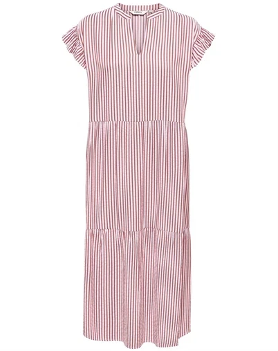 Only - ONLBari Fril Vneck Midi Kjole - Romance Rose